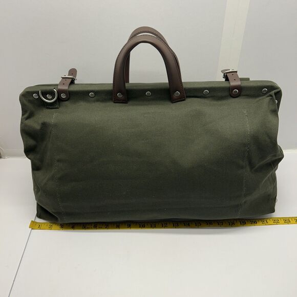 Canvas Weekender Bag Line of Trade No. 0312 Olive Green Duffel Tote W/Strap NWOT - Picture 8 of 13
